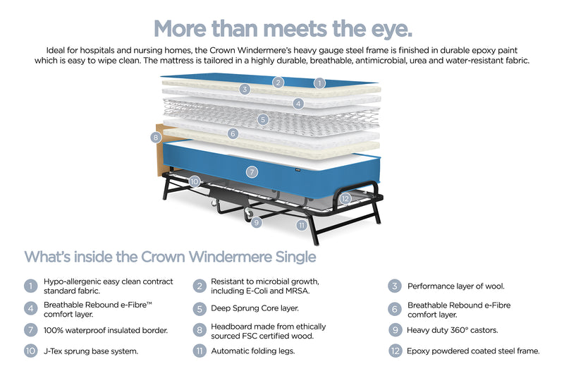JAY-BE Crown Windermere Folding Bed with Waterproof Deep Sprung Mattress