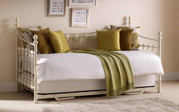 Elegant Classic Versailles Day Bed & Trundle in Stone White