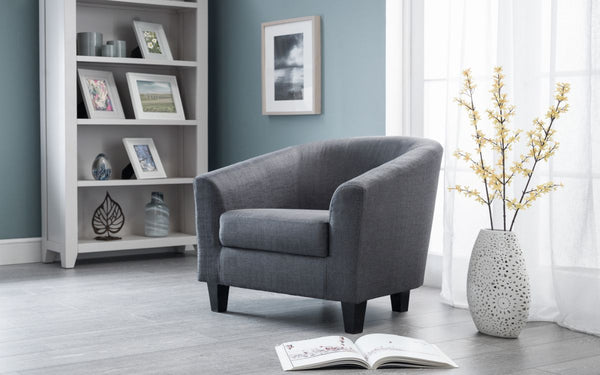 Contemporary Hugo Fabric Tub Chair in a Slate Grey Linen