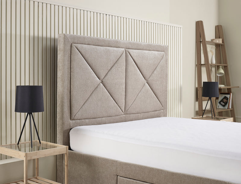 Luxury Cezanne Tufted Headboard Fabric Drawer Storage Bed Frame