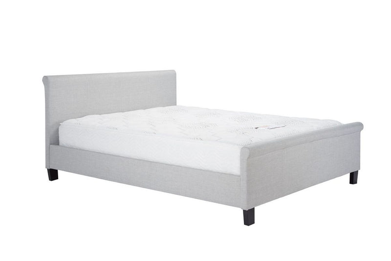 Stylish Stratus Sleigh Grey Fabric Bed Frame - In 3 Sizes