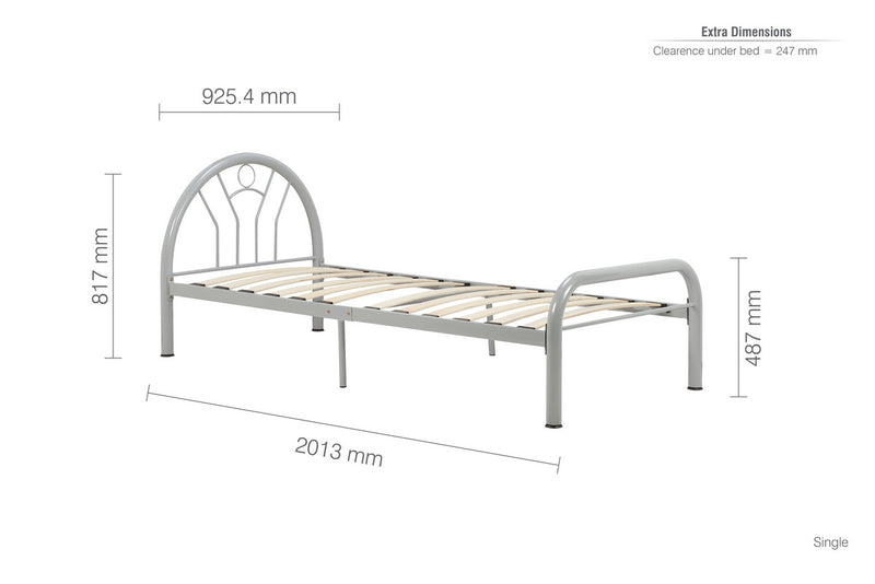 Classic Children's Single 3FT Solo Silver Metal Bed Frame