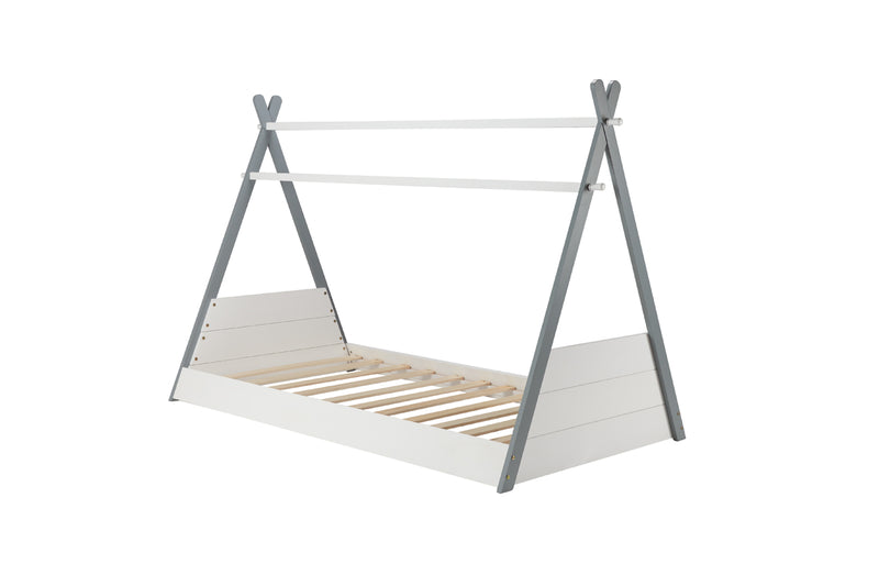 Kids Unique Teepee White & Grey Wooden Bed Frame - 3FT Single