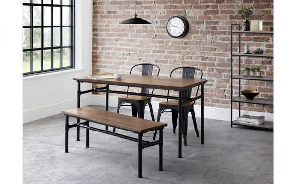 Industrial Carnegie Dining Table with Chair & Bench Options