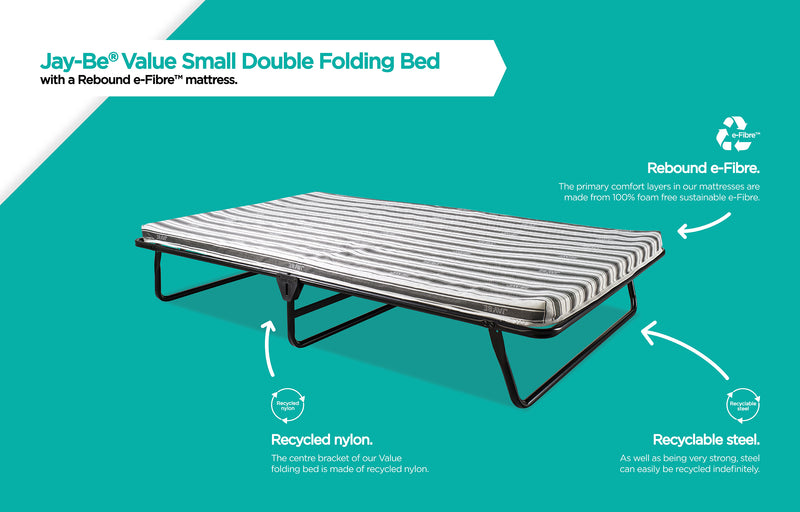 JAY-BE 4FT Small Double Value Folding Bed with Rebound e-Fibre Mattress