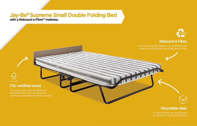 JAY-BE 4FT Small Double Supreme Folding Bed with Rebound e-Fibre Mattress