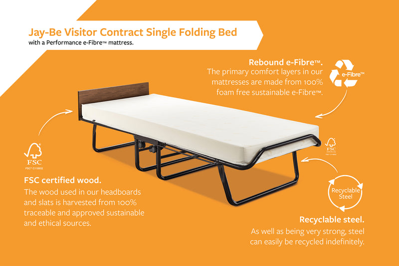 JAY-BE Visitor Contract Folding Bed with Performance e-Fibre Mattress