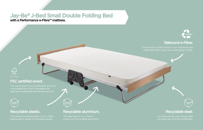 JAY-BE 4FT Small Double J-Bed Folding Bed with Performance e-Fibre Mattress