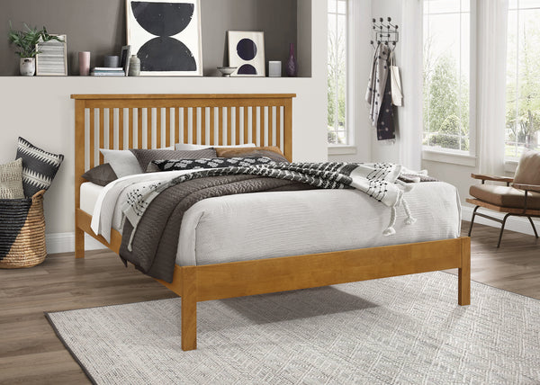 Ascot 5FT King Honey Oak Wooden Shaker Style Bed