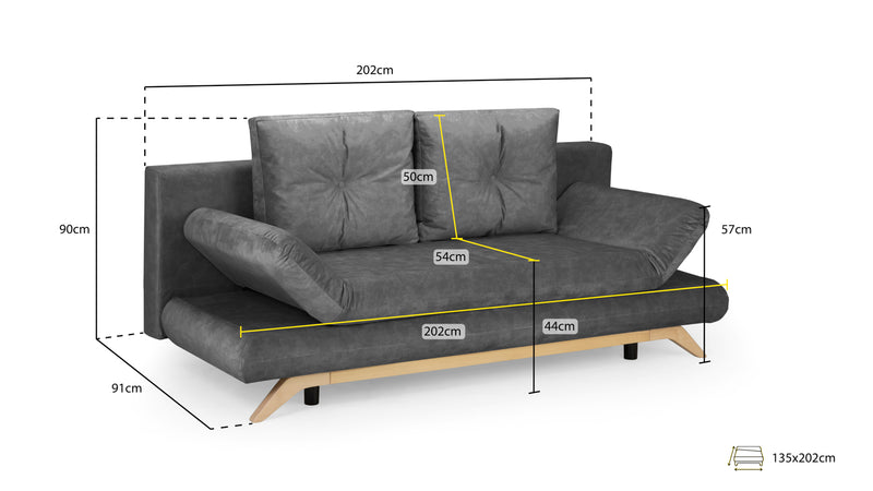 Athell Sofabed Charcoal 3 Seater