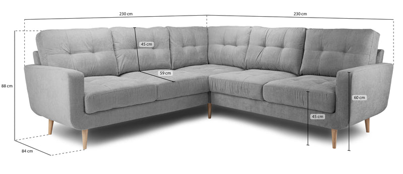 Aurora Sofa Grey Large Corner