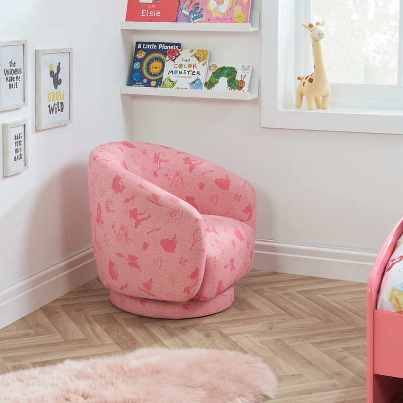 Pretty Pink Children's Princess Accent Swivel Chair