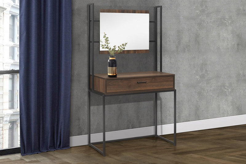 Modern Houston Dressing Table & Mirror in Walnut