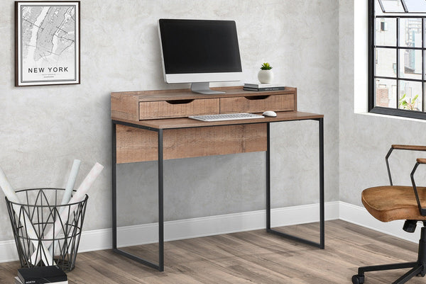 Urban Home Office 2 Drawer Desk Industrial-effect Wooden Oak