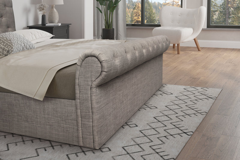 Stylish Zurich Grey Fabric Side Lift Storage Bed available in 4FT, 4FT6 & 5FT