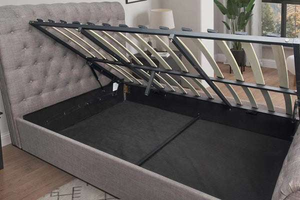 Stylish Grey Fabric Zurich Side Lift Ottoman Bed Frame available in 4FT, 4FT6 & 5FT SUPER SALE