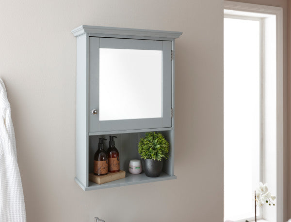 Colonial Mirrored Bathroom Cabinet in Grey