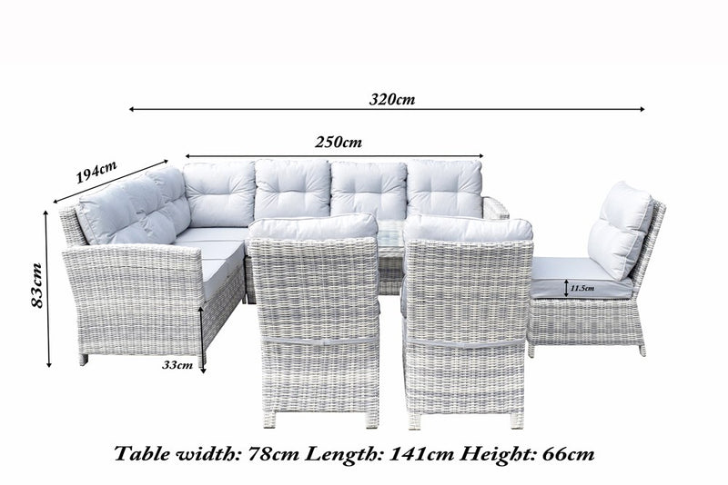 Signature Weave Amy Large Corner Dining Sofa with 3 Single Armless Chairs