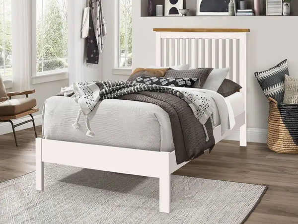 Ascot 3FT Single White Wooden Shaker Style Bed