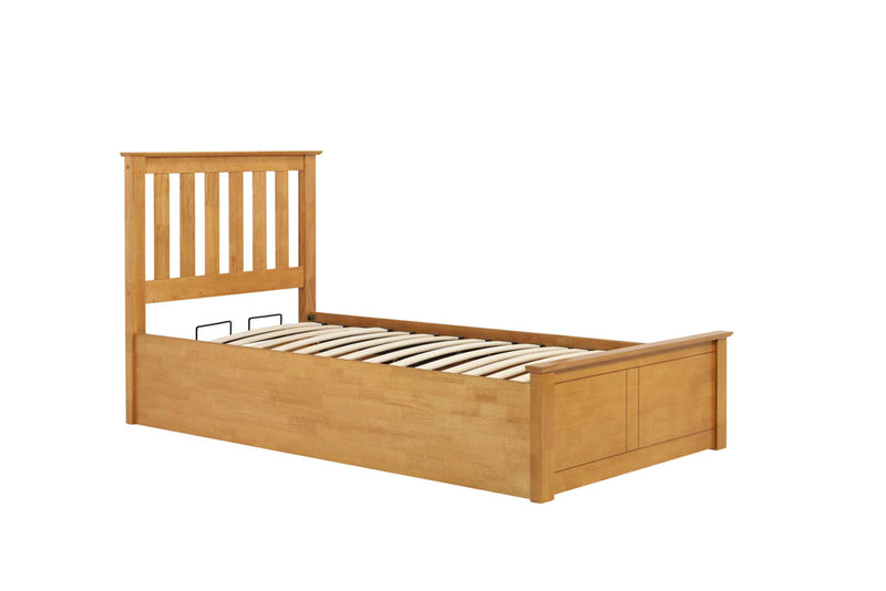NEW 2024! Oak Charming Timeless Classic Phoenix 3FT Single Wooden Ottoman Storage Bed Frame