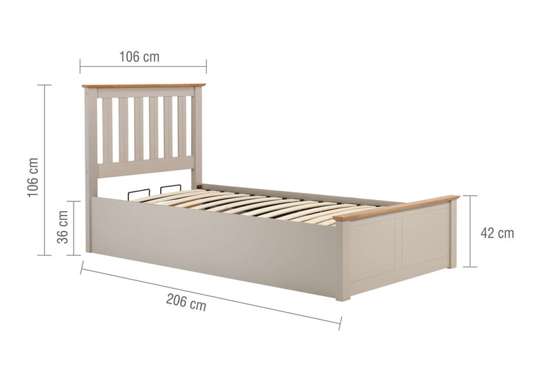 NEW 2024! Pearl Grey Charming Timeless Classic Phoenix 3FT Single Wooden Ottoman Storage Bed Frame