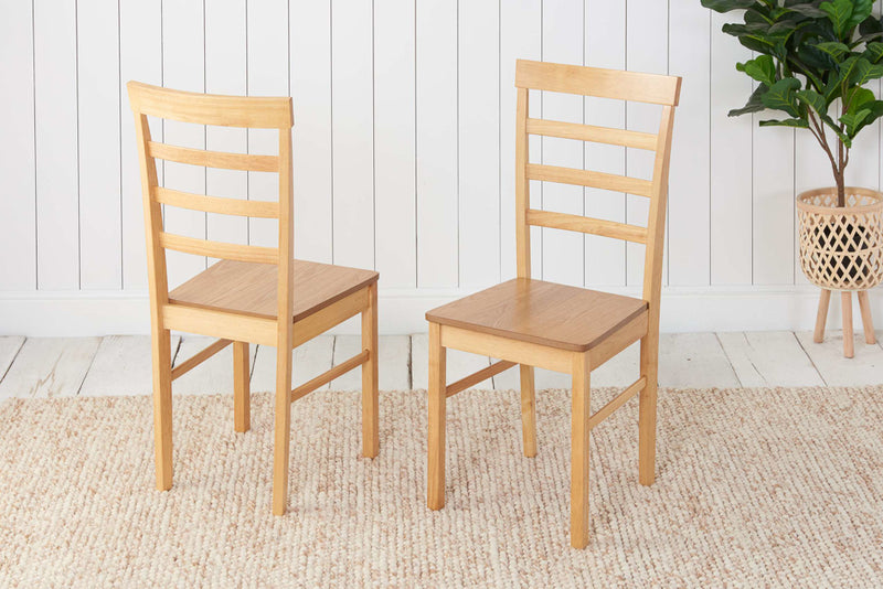 Pair Of Upton Ladded Back Chairs - Oak/White