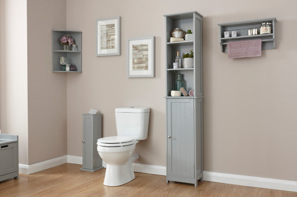 Colonial Bathroom Tall Cupboard available in Grey or White