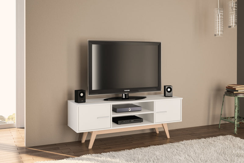 Stylish Shard White Wooden 2 Drawer TV Unit