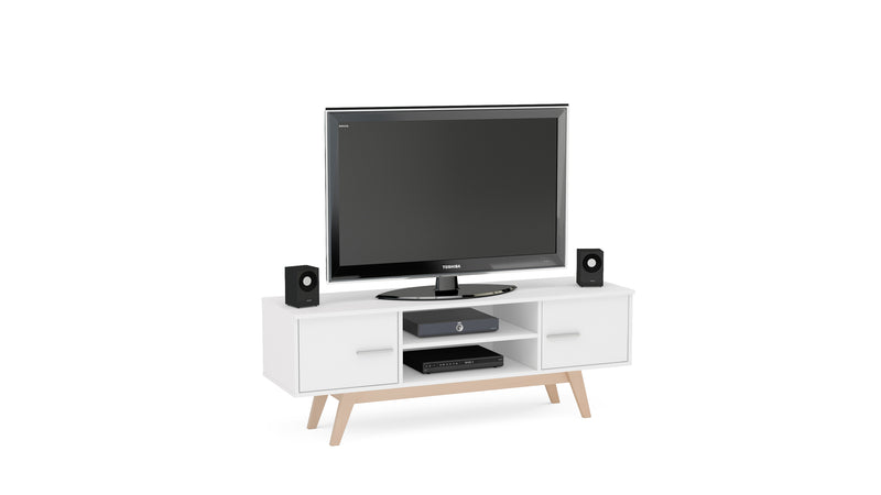 Modern Shard 2 Drawer TV Unit available in White or Walnut & Black
