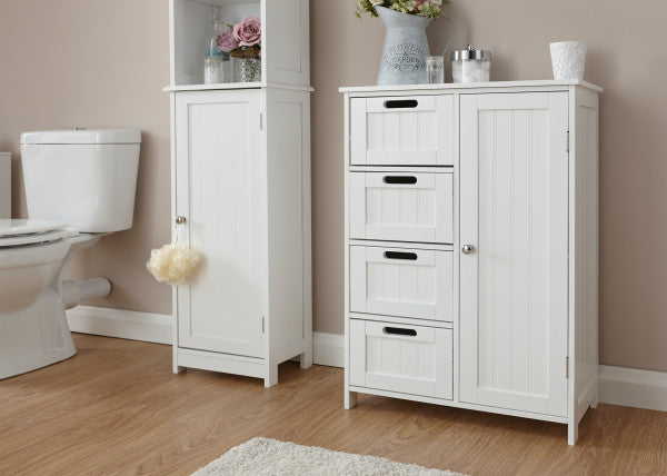 Colonial Tongue & Groove Wooden Bathroom 4 Drw / 1 Door Multi Unit - In 2 Colours