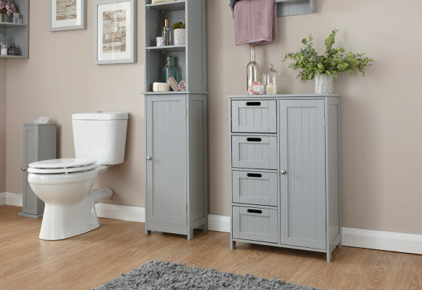 Colonial Tongue & Groove Wooden Bathroom 4 Drw / 1 Door Multi Unit - In 2 Colours