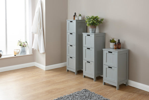 Colonial Tongue & Groove Wooden Bathroom 2, 3 or 4 Drawer Slim Chests - In 2 Colours