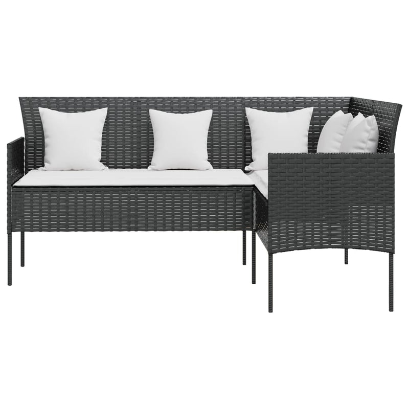 5 Piece L-shaped Couch Sofa Set with Cushions Poly Rattan Grey