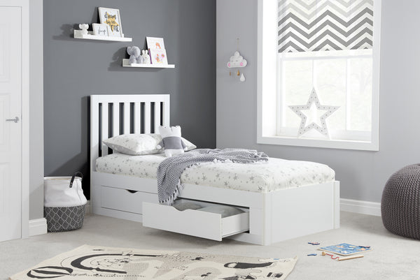 Kid's Beautiful Easy Storage White Wooden Appleby Bed