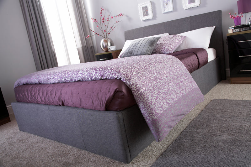 Luxurious Ascot Woven Grey Fabric End Lift Ottoman Bed