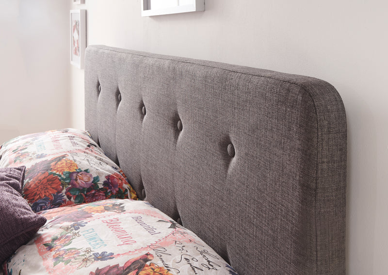 Ashbourne Grey Fabric Buttoned Ottoman Storage Bed Frame - In 3 Sizes