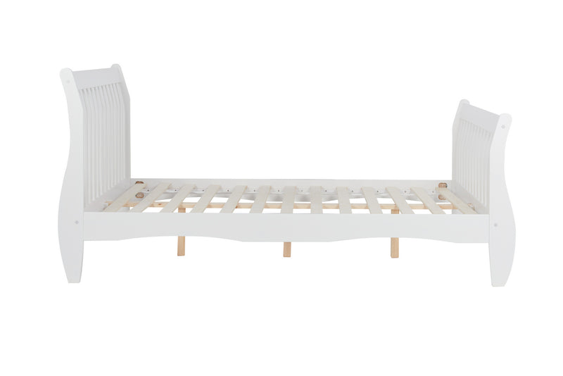 Stylish Belford White Wooden Sleigh Bed Frame - Available in 3FT, 4FT & 4FT6