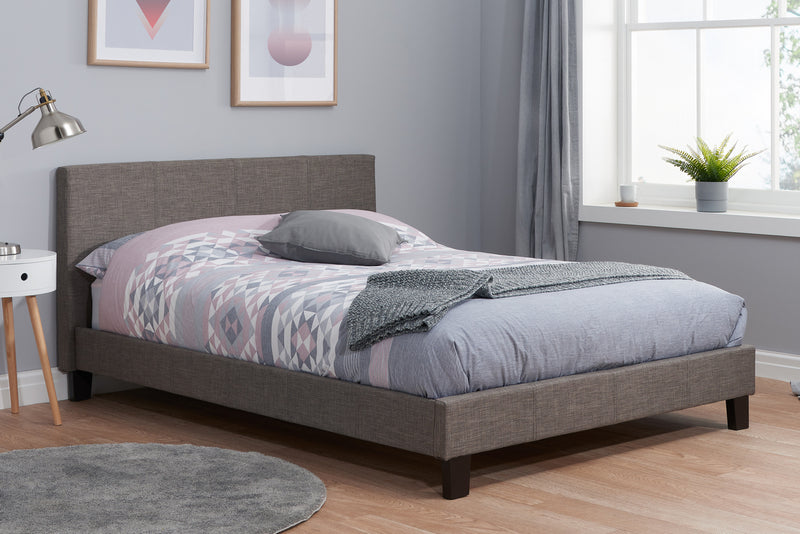 New Berlin Stylish Grey Contemporary Hopsack Fabric Bed Frame