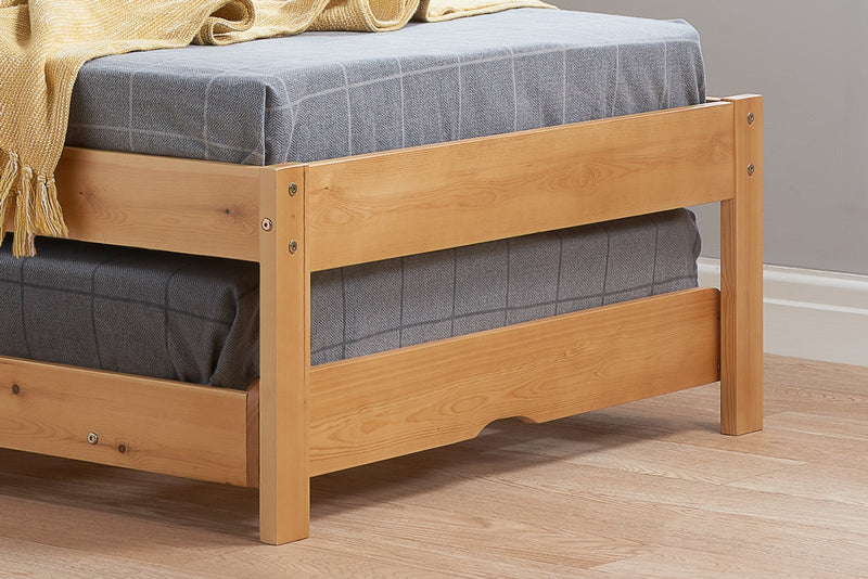 Kids Buxton 3ft Single Wooden Guest Bed With Wheeled Pull Out Trundle