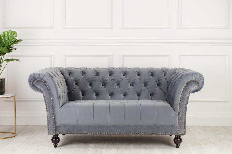 New Velvet Beautifully Buttoned Chester 2 or 3 Seater Fabric Sofa