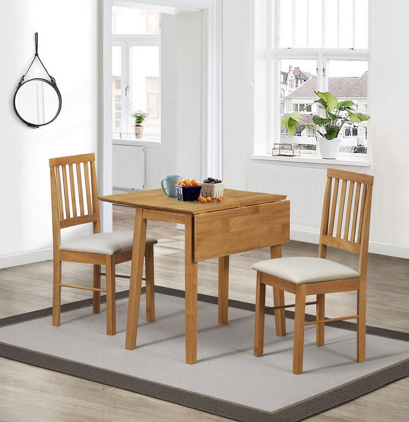 New Contemporary Drop Leaf Dining Set - Folding Table & 2 Matching Chairs Included