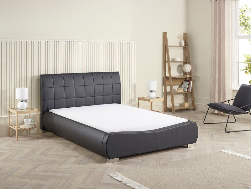 Luxurious Curved Dorado Faux Leather Bed