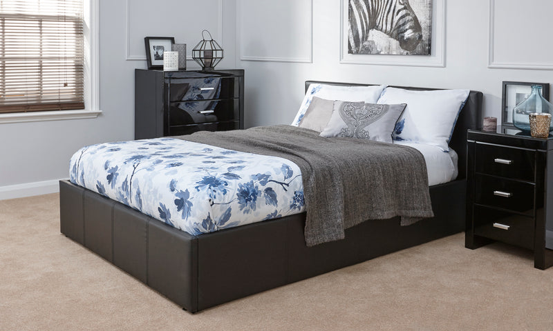 Modern End Lifting Ottoman Faux Leather Bed Frame - In 3 Colours