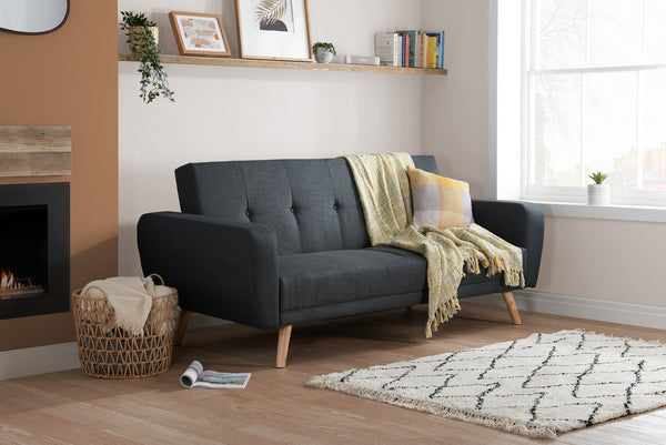 Stylish & Practical Farrow Medium & Large Sofa Bed in Grey Luxurious Fabric
