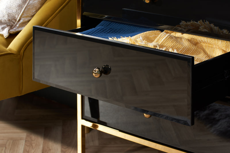 Glamorous Fenwick Black Mirror & Gold Finished Bedroom Furniture Range