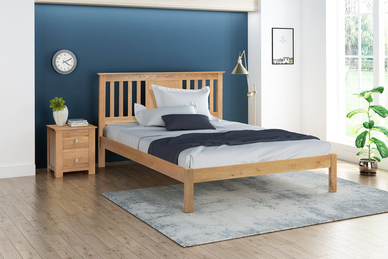 Glynne Classic Shaker Style Solid Oak Bed Frame Low Foot End Space Attic Wooden Bed 5FT