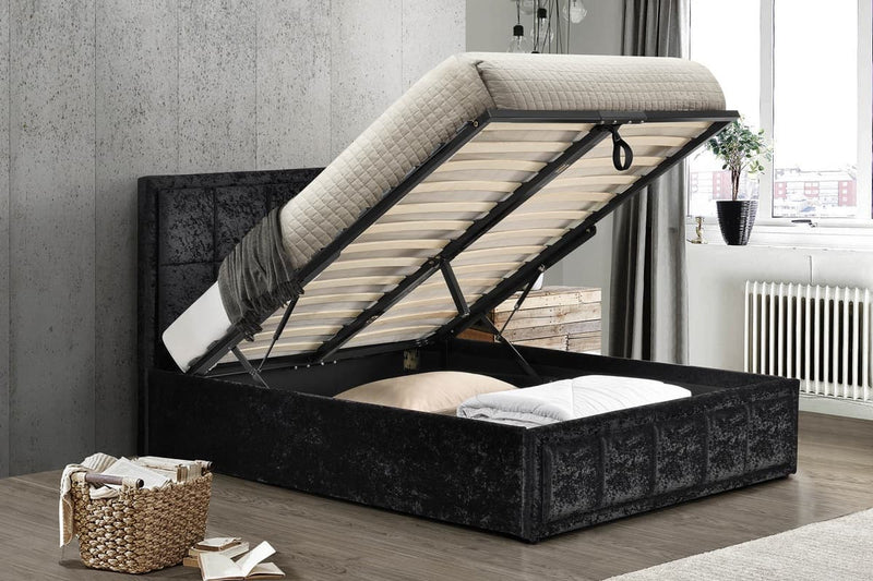 Stunning Soft Hannover Deep Cushioned Headboard Fabric Ottoman Bed Frame