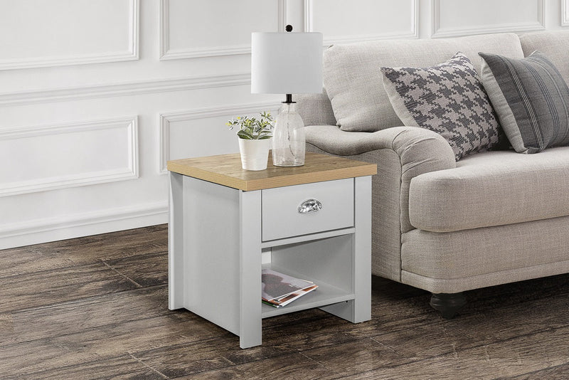 Contemporary Classic Farmhouse Highgate 1 Drawer Lamp Table - 3 Colours!