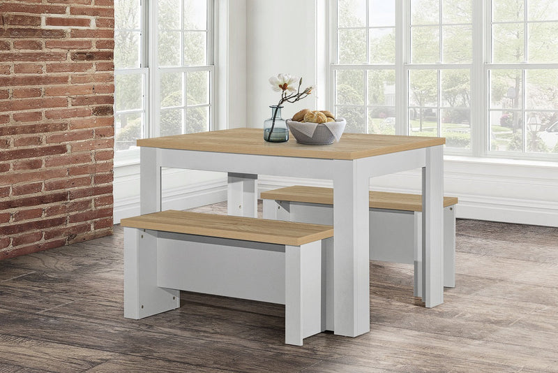 Contemporary Classic Farmhouse Highgate Dining Table & Bench Set