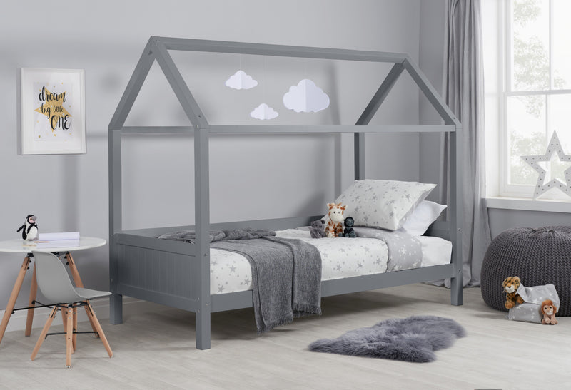 Kids 3FT Unique Home Wooden Bed Frame available in White or Grey